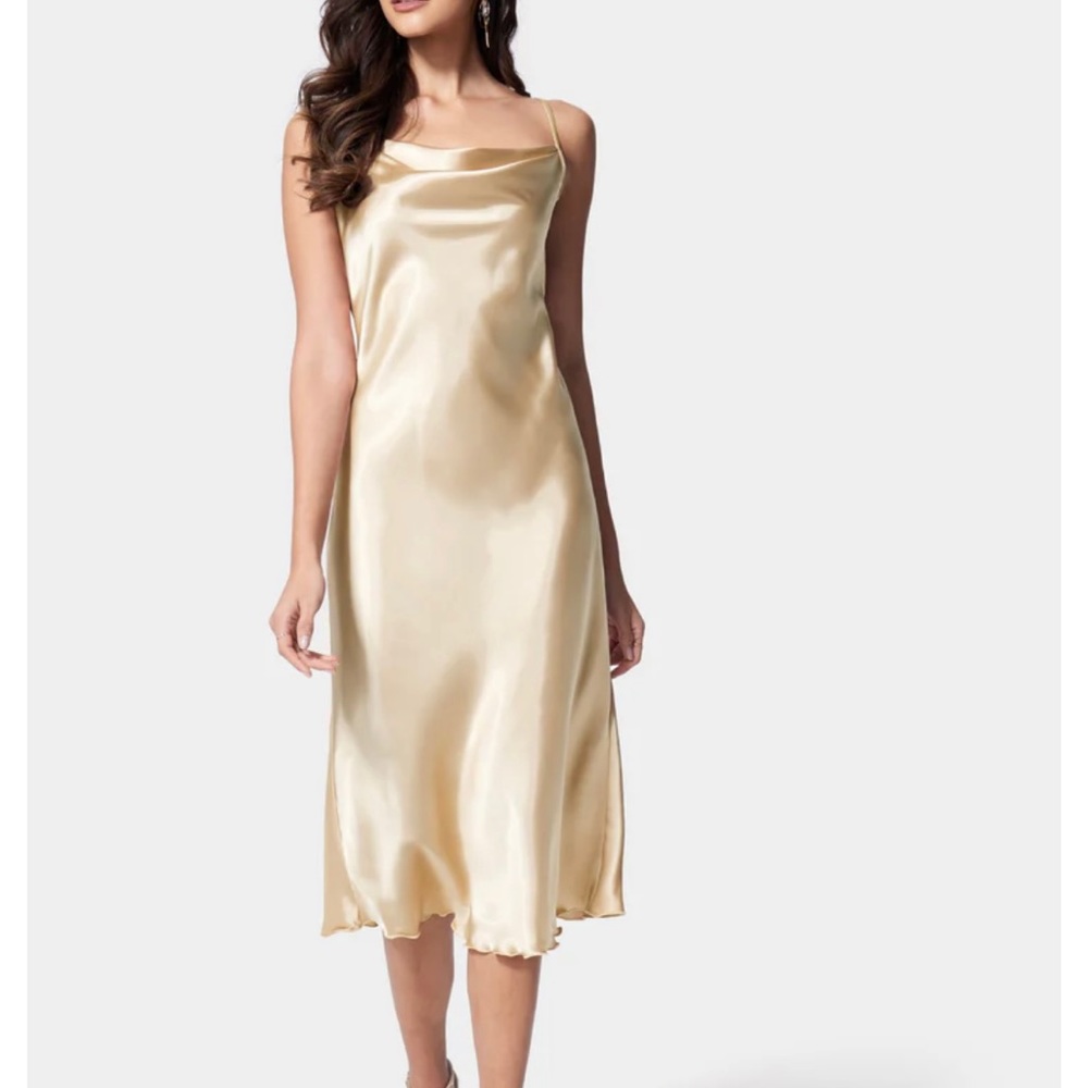 Bebe NWT Satin Cowl Neck Slip Midi Dress Size XS